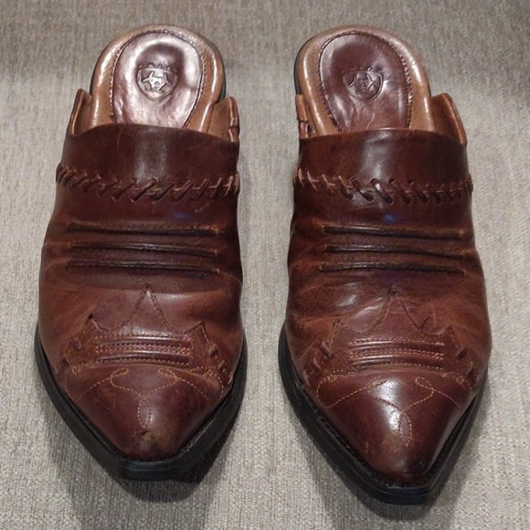 Ariat Juliette Brown Leather Mules with Whipstitch SIZE 6.5 B - Picture 2 of 10